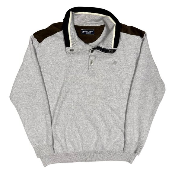 Green Coast Yachting Extrafine Merino Wool Sweater Knit Italy 1/4 Grey 58 XL - Picture 1 of 10